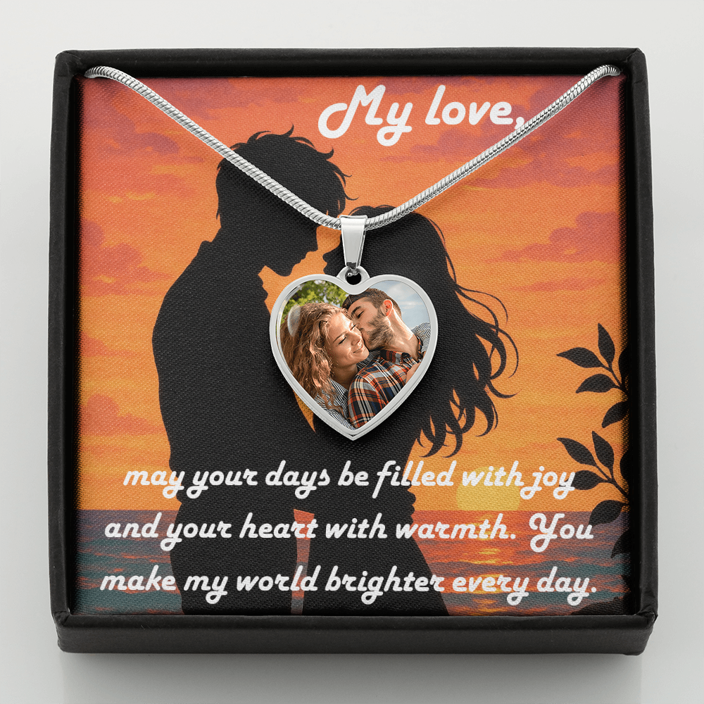 "Custom Heart Photo Necklace – Romantic Gift for Her with Message Card"