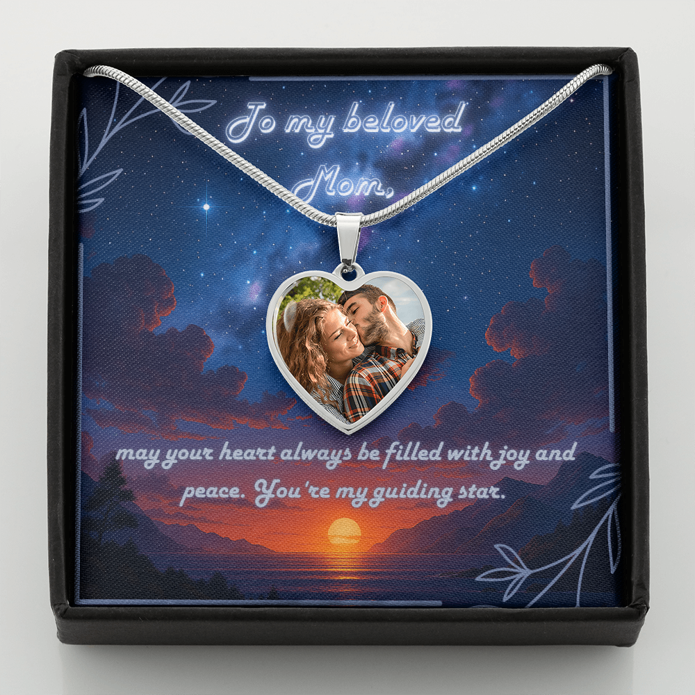 Engraved Heart Photo Pendant – Gift for Mom
