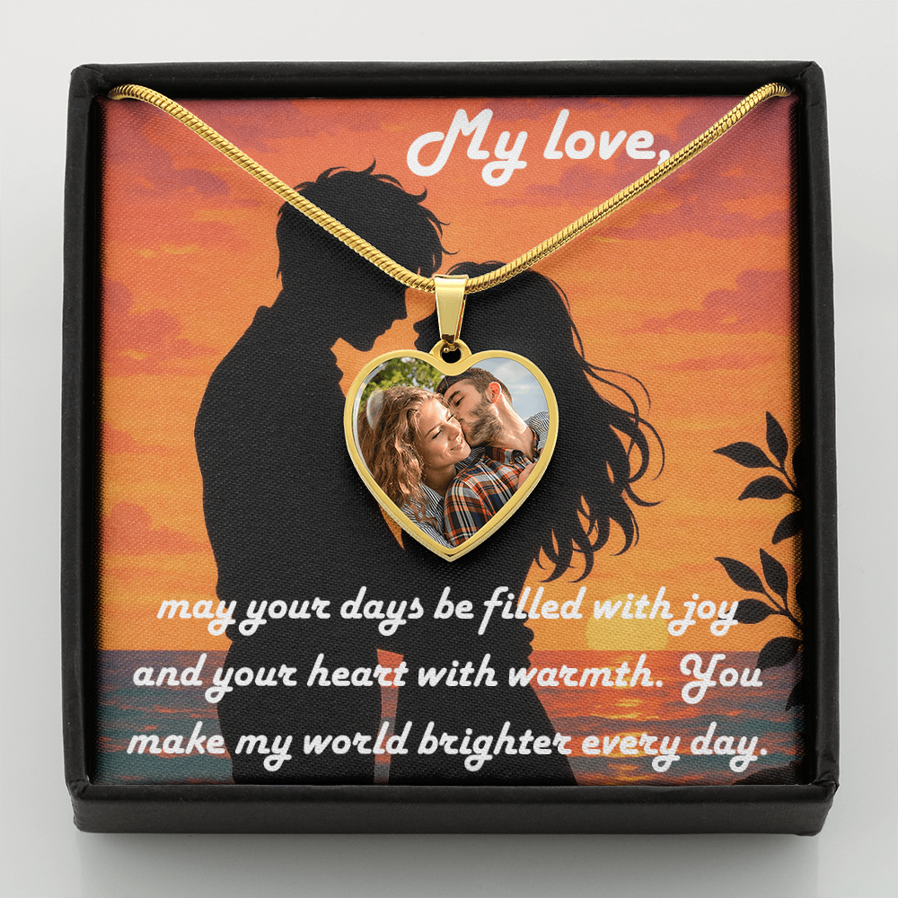 "Custom Heart Photo Necklace – Romantic Gift for Her with Message Card"