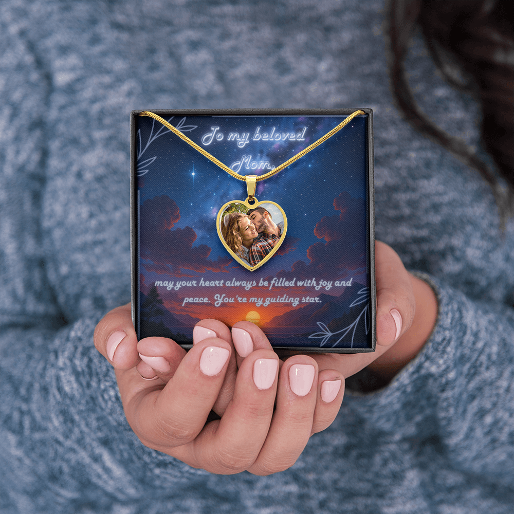 Engraved Heart Photo Pendant – Gift for Mom