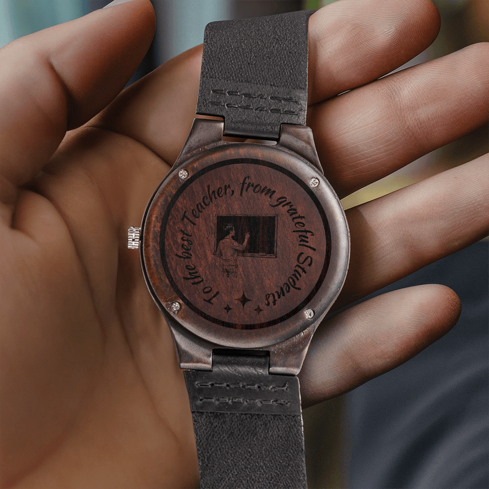 Personalized Sandalwood Watch for Teachers - "To the Best Teacher" Engraving