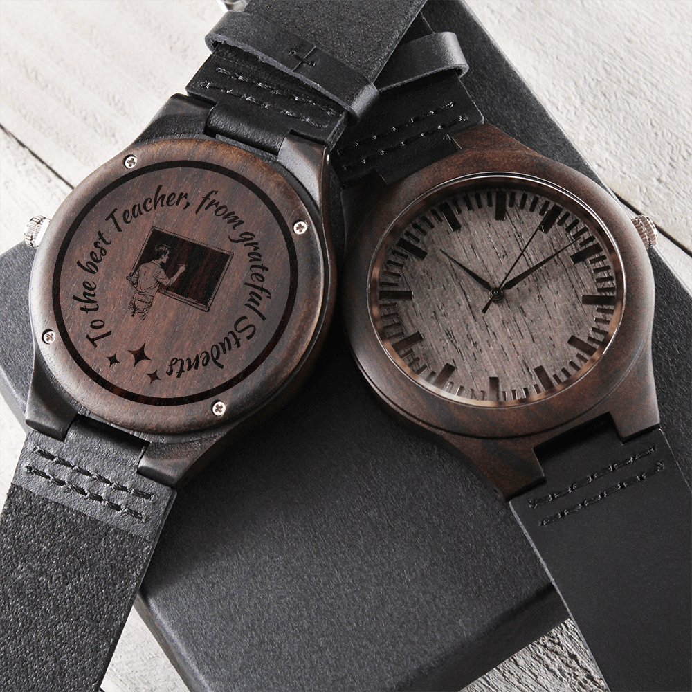 Personalized Sandalwood Watch for Teachers - "To the Best Teacher" Engraving