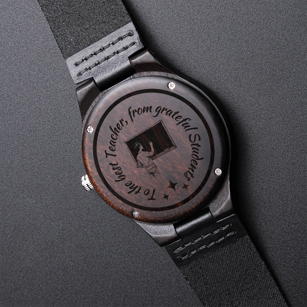 Personalized Sandalwood Watch for Teachers - "To the Best Teacher" Engraving