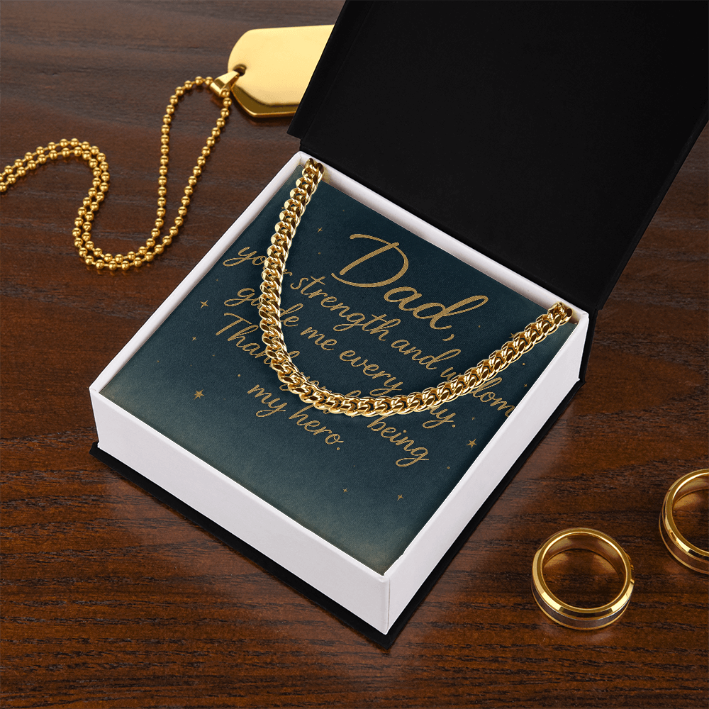 "Meaningful Gift for Him – Cuban Chain with Personalized Message"