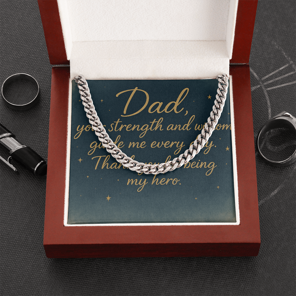 "Meaningful Gift for Him – Cuban Chain with Personalized Message"