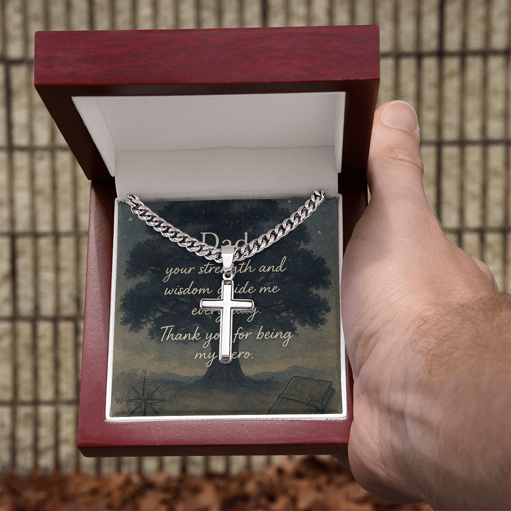 Cuban Link Chain with Engraved Artisan Cross