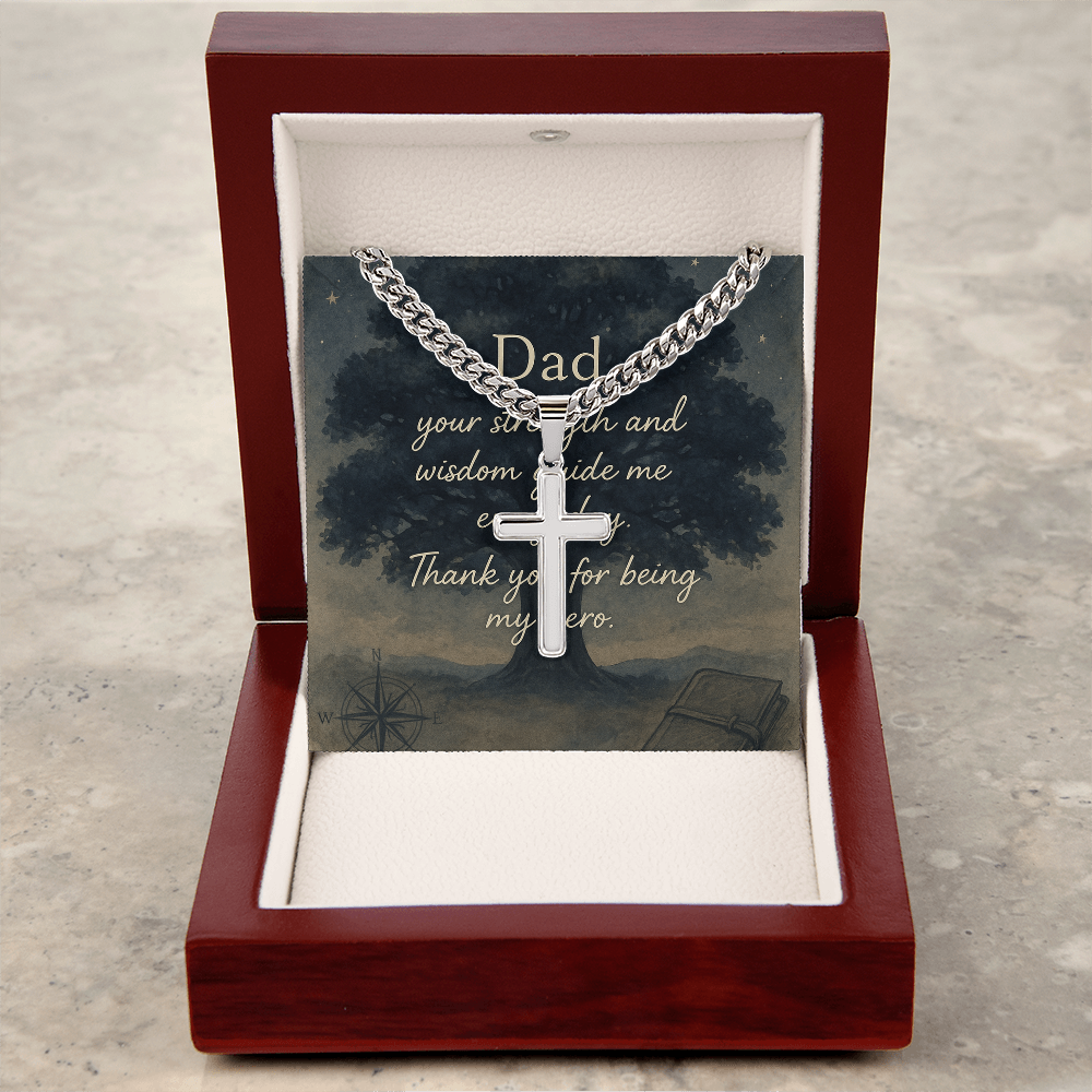 Cuban Link Chain with Engraved Artisan Cross