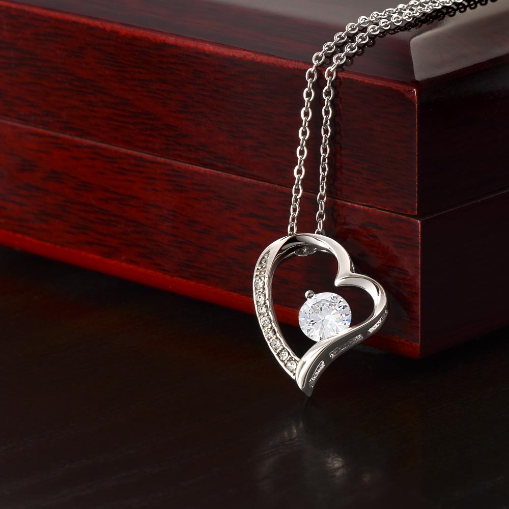 "Love You Always – Heart Necklace with CZ Crystal Accent"