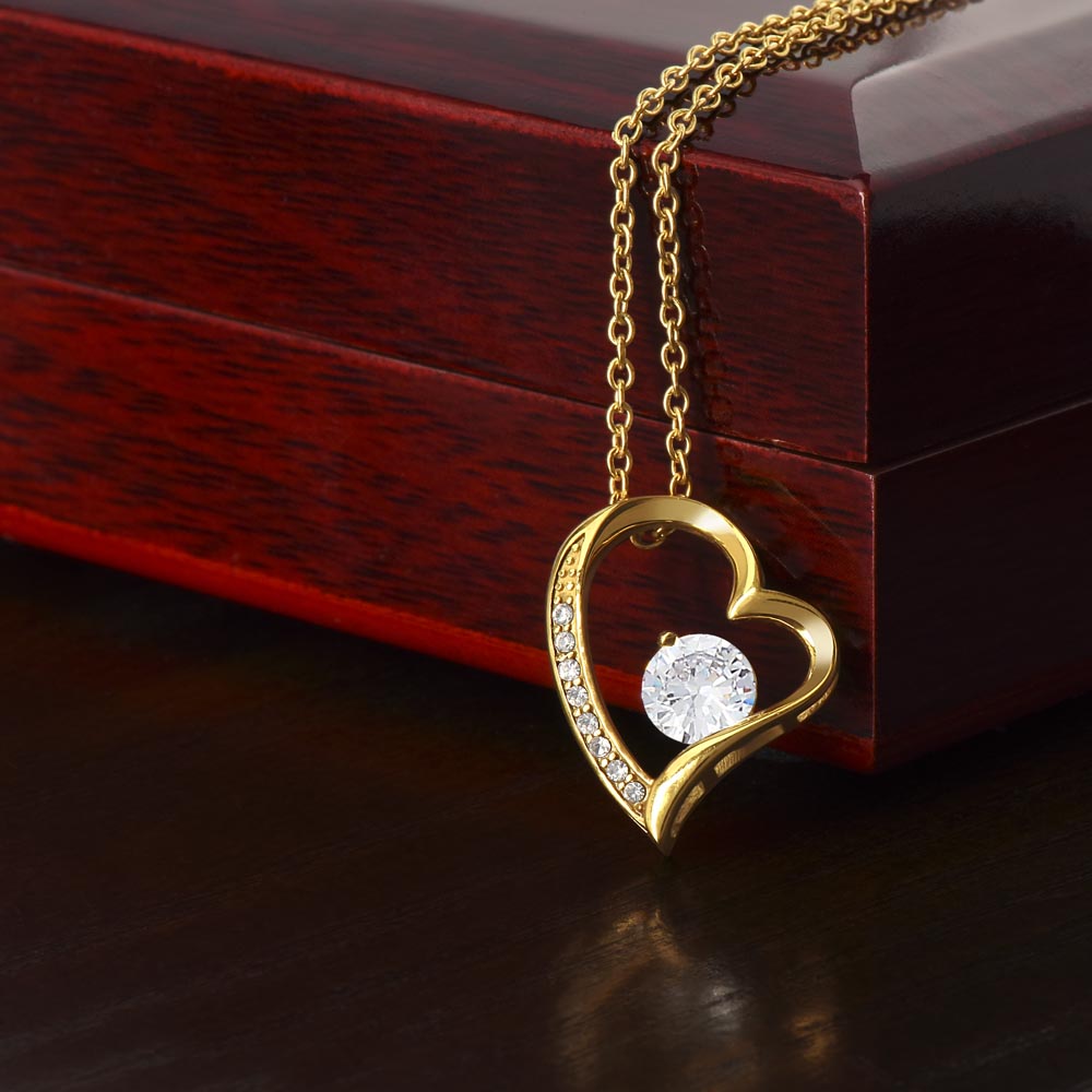 "Love You Always – Heart Necklace with CZ Crystal Accent"