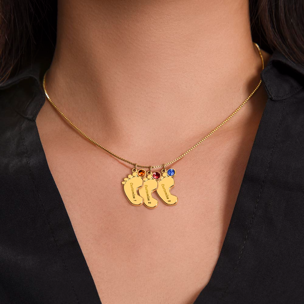 Custom Engraved Baby Foot Necklace – Mother's Gift