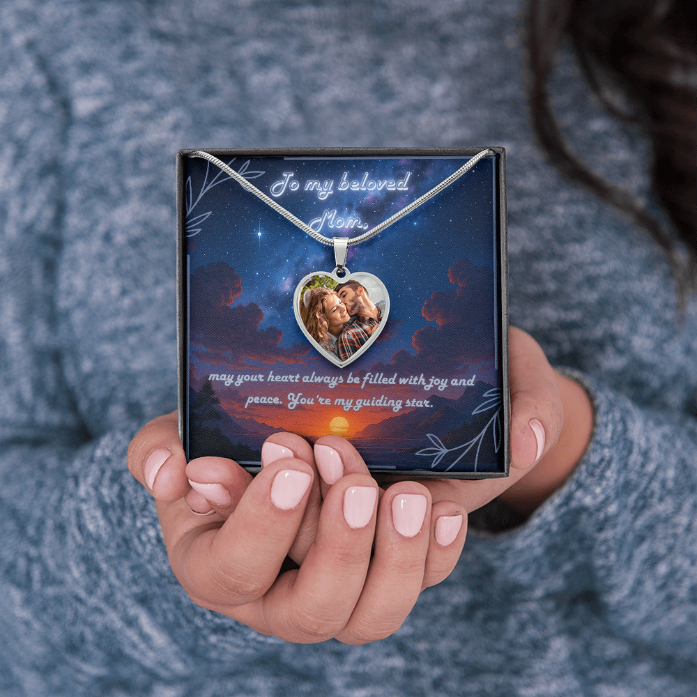Engraved Heart Photo Pendant – Gift for Mom