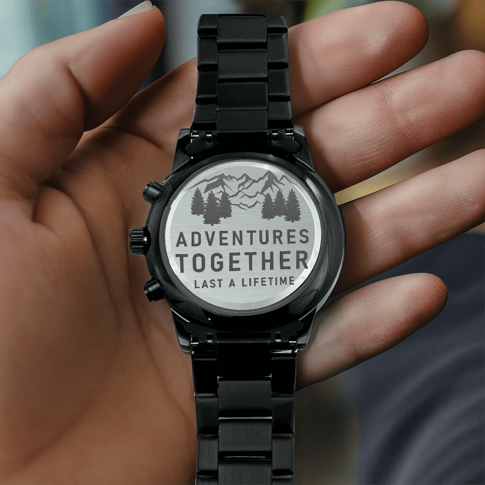 Adventures Together – Engraved Black Chronograph Watch