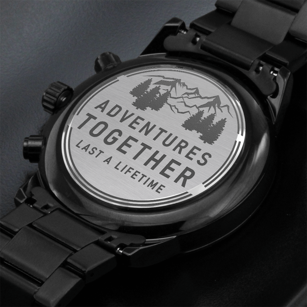Adventures Together – Engraved Black Chronograph Watch