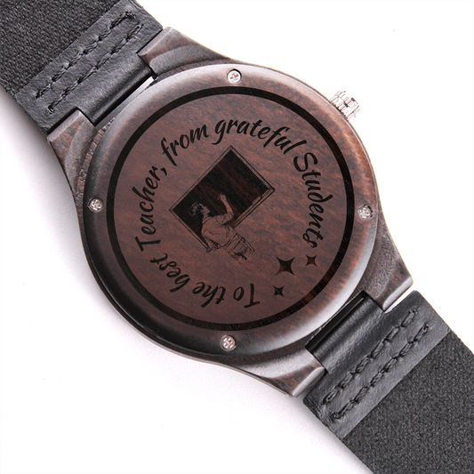 Personalized Sandalwood Watch for Teachers - "To the Best Teacher" Engraving