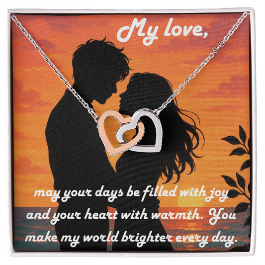 Interlocking Hearts Necklace (Yellow & White Gold Variants)