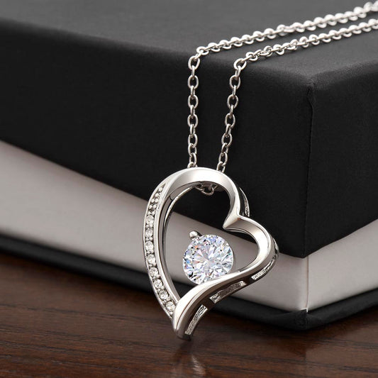 "Love You Always – Heart Necklace with CZ Crystal Accent"
