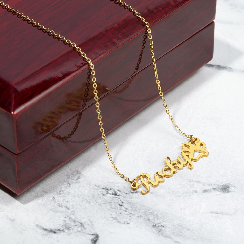 Pawprints on My Heart – Personalized Dog Necklace