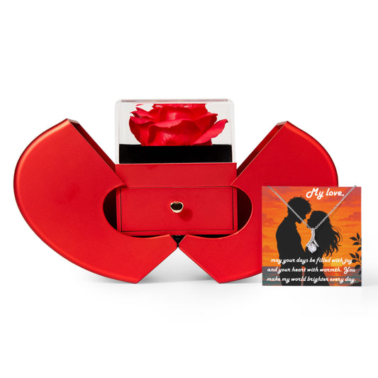 Alluring Beauty Necklace with Red Heart Rose Box