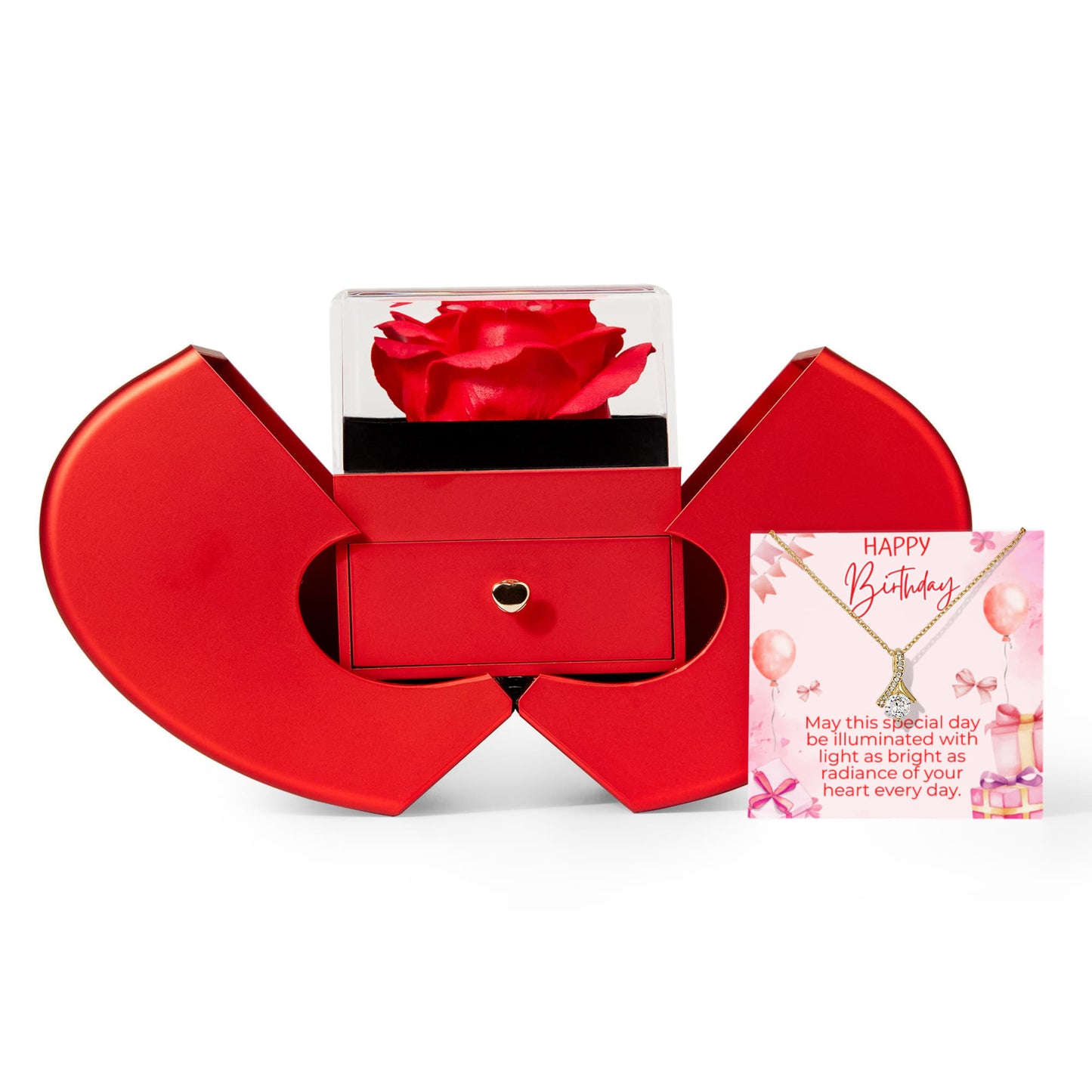 Alluring Beauty Necklace with Red Heart Rose Box