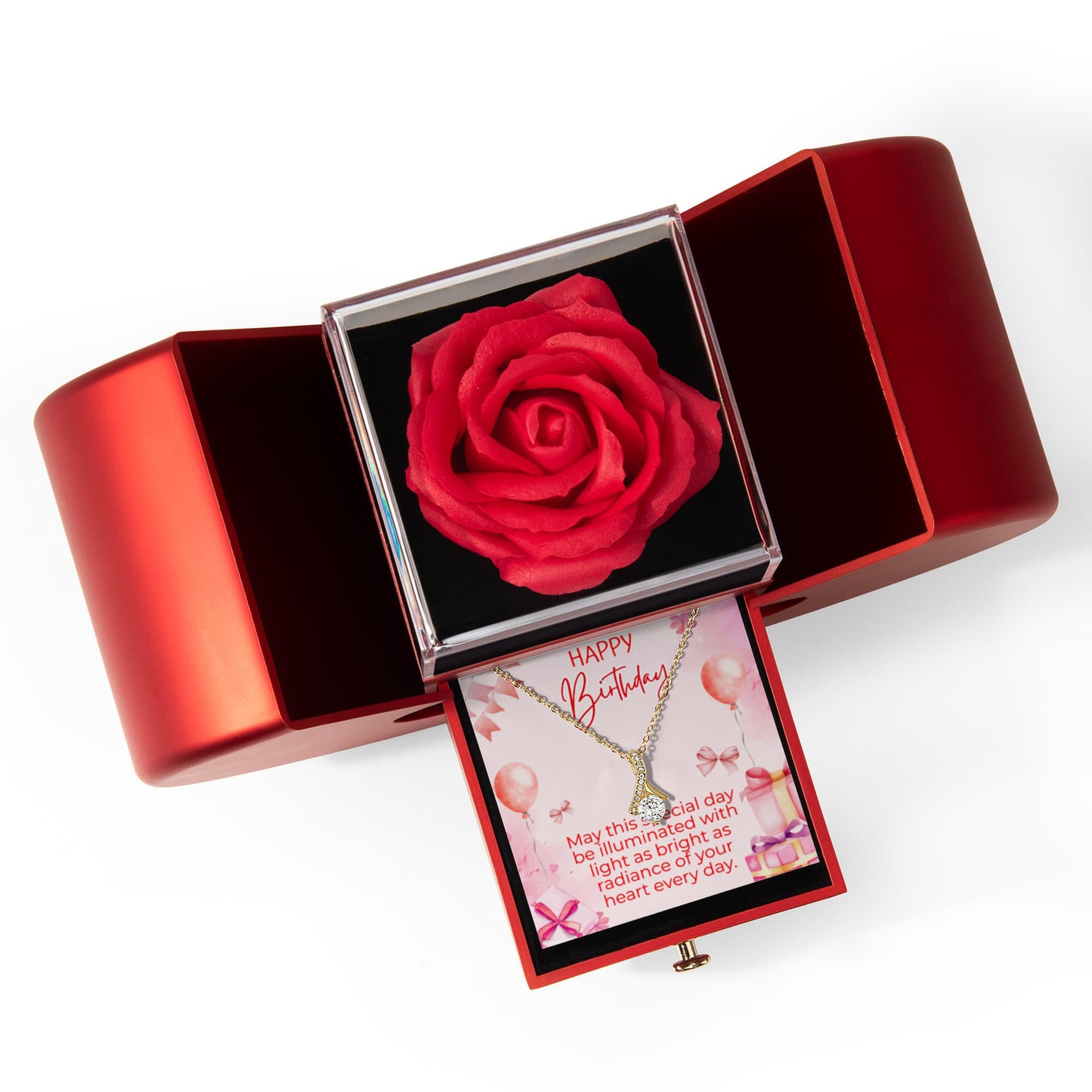 Alluring Beauty Necklace with Red Heart Rose Box