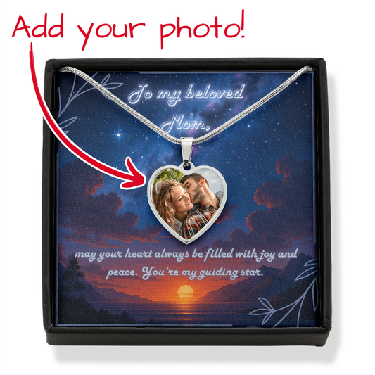 Engraved Heart Photo Pendant – Gift for Mom