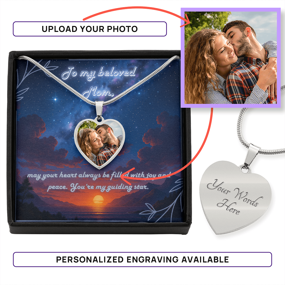 Engraved Heart Photo Pendant – Gift for Mom